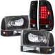 Ford F350 1999-2004 Black Headlights Set and LED Tail Lights