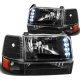 Ford Bronco 1992-1996 Black Headlights and Bumper Lights Set and LED