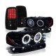 GMC Yukon XL 2000-2006 Black Smoked Halo Projector Headlights and LED Tail Lights