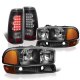 GMC Sierra 1500HD 2001-2006 Black Headlights and LED Tail Lights