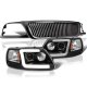 Ford F150 1999-2003 Black Vertical Grille Tube DRL Projector Headlights