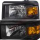 Chevy Silverado 1500 2014-2015 Black Headlights LED DRL