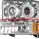 Ford F250 Super Duty 1999-2004 Clear Dual Halo Projector Headlights with LED