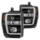 Ford F350 Super Duty 2008-2010 Black Tube DRL Projector Headlights