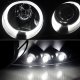 GMC Sierra 3500 2001-2006 Black Smoked Dual Halo Projector Headlights with LED