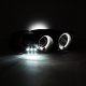 GMC Sierra 3500 2001-2006 Black Smoked Dual Halo Projector Headlights with LED
