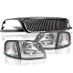 Ford F150 1999-2003 Black Grille Clear Headlights Set