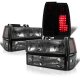 Chevy 3500 Pickup 1994-1998 Smoked Headlights and Black Smoked LED Tail Lights