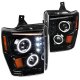 Ford F450 Super Duty 2008-2010 Glossy Black Halo Projector Headlights with LED