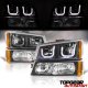 Chevy Silverado 2003-2006 Black LED DRL Headlights Bumper Lights