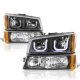 Chevy Silverado 2003-2006 Black LED DRL Headlights Bumper Lights