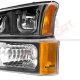 Chevy Silverado 2003-2006 Black LED DRL Headlights Bumper Lights