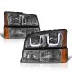 Chevy Silverado 2500HD 2003-2006 Smoked LED DRL Headlights Bumper Lights