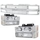 Chevy 2500 Pickup 1988-1993 Chrome Grille and LED DRL Headlights Set