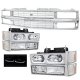 Chevy 1500 Pickup 1988-1993 Chrome Grille and LED DRL Headlights Set