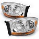 Dodge Ram 2006-2008 Clear Headlights Amber Bar