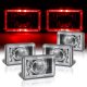 Lincoln Town Car 1986-1989 Red Halo Black Chrome Sealed Beam Projector Headlight Conversion Low and High Beams
