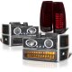 1994 GMC Jimmy Full Size Black Halo Projector Headlights LED DRL Tinted LED Tail Lights