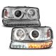 GMC Sierra 2500HD 2001-2006  Halo Projector Headlights and LED Bumper Lights Chrome