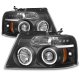 Lincoln Mark LT 2006-2008 Black Halo Projector Headlights with LED