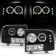 Ford F250 Super Duty 1999-2004 Black Dual Halo Projector Headlights with LED