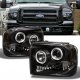 Ford F450 Super Duty 2005-2007 Black Halo Projector Headlights with LED