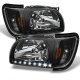 Toyota Tacoma 2001-2004 Black Euro Headlights with Corner Lights