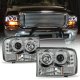 Ford Excursion 2000-2004 Clear Dual Halo Projector Headlights with LED