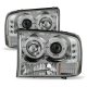 Ford F250 Super Duty 1999-2004 Clear Dual Halo Projector Headlights with LED