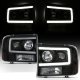 Ford F250 Super Duty 1999-2004 Black Tube DRL Projector Headlights