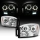 Dodge Ram 2500 2006-2009 Clear Dual Halo Projector Headlights LED