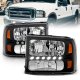 Ford F350 Super Duty 1999-2004 Black Crystal Headlights with LED