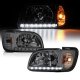 Toyota Tacoma 2001-2004 Smoked Euro Headlights with Black Trim Corner Lights