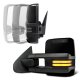 Chevy Silverado 2007-2013 Glossy Black Power Folding Tow Mirrors Smoked LED DRL