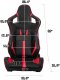 Black Racing Bucket Seats Reclining Leather Red Strip