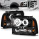 Ford F350 Super Duty 2005-2007 Black Projector Headlights with Halo and LED