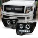 Ford F150 2009-2014 Black Dual Halo Projector Headlights LED DRL