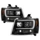 Chevy Tahoe 2007-2014 Black LED Low Beam Projector Headlights DRL