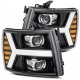 Chevy Silverado 3500HD 2007-2014 Glossy Black LED Projector Headlights DRL Dynamic Signal Activation