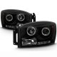 Dodge Ram 2500 2006-2009 Black Smoked Halo Projector Headlights with LED