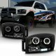 Dodge Ram 2500 2006-2009 Black Smoked Halo Projector Headlights with LED