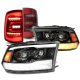 Dodge Ram 3500 2010-2018 New Black Smoked Projector Headlights Red LED Tail Lights