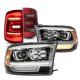 Dodge Ram 3500 2010-2018 5th Gen Black Projector Headlights Red LED Tail Lights