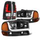 GMC Sierra 2500 1999-2004 Black LED Tube DRL Headlights Tail Lights