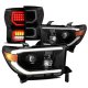 Toyota Tundra 2007-2013 Glossy Black Facelift DRL Projector Headlights Tinted LED Tail Lights