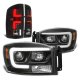 Dodge Ram 2500 2007-2009 Black DRL Projector Headlights Custom LED Tail Lights