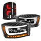 Dodge Ram 2007-2008 Black DRL Projector Headlights Dynamic Signals Custom LED Tail Lights