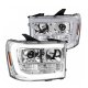 GMC Sierra 3500HD 2007-2014 Chrome LED Tube DRL Projector Headlights