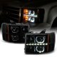 GMC Sierra 3500HD 2007-2014 Black Smoked Halo Projector Headlights LED