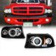 Dodge Dakota 1997-2004 Black Dual Halo Projector Headlights